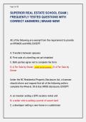 SUPERIOR REAL ESTATE SCHOOL EXAM &vert;  FREQUENTLY TESTED QUESTIONS WITH  CORRECT ANSWERS &vert; BRAND NEW&excl; 