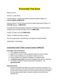Personality Final Exam Complete Psychology Study Guide Theories Traits and Key Concepts 2025&sol; 2026 Updated Exam Review with Solution