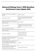 Advanced Biology Exam 2 With Questions  And Answers Latest Update 2026