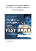  Nursing Informatics for the Advanced Practice Nurse 2nd Edition McBride Tietze Test Bank Questions and Answers 2025&sol; 2026 Complete Informatics Study Guide with Solution