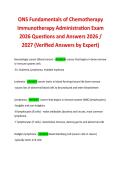 ONS Fundamentals of Chemotherapy  Immunotherapy Administration Exam  2026 Questions and Answers 2026 &sol;  2027 &lpar;Verified Answers by Expert&rpar; 