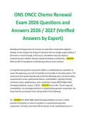 ONS ONCC Chemo Renewal  Exam 2026 Questions and  Answers 2026 &sol; 2027 &lpar;Verified  Answers by Expert&rpar; 