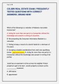 COLIBRI REAL ESTATE EXAM &vert; FREQUENTLY  TESTED QUESTIONS WITH CORRECT  ANSWERS &vert; BRAND NEW&excl;