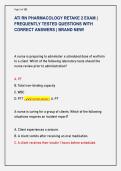 ATI RN PHARMACOLOGY RETAKE 2 EXAM &vert;  FREQUENTLY TESTED QUESTIONS WITH  CORRECT ANSWERS &vert; BRAND NEW&excl;