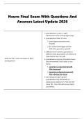 Neuro Final Exam With Questions And  Answers Latest Update 2026 