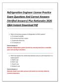 Refrigeration Engineer License Practice  Exam Questions And Correct Answers  &lpar;Verified Answers&rpar; Plus Rationales 2026  Q&A Instant Download Pdf 