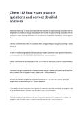 Chem 112 final exam practice questions and correct detailed answers