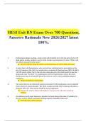 HESI Exit RN Exam Prep &vert; 700&plus; Verified Questions & Answers with Rationales &vert; Complete Nursing Exam Study Guide