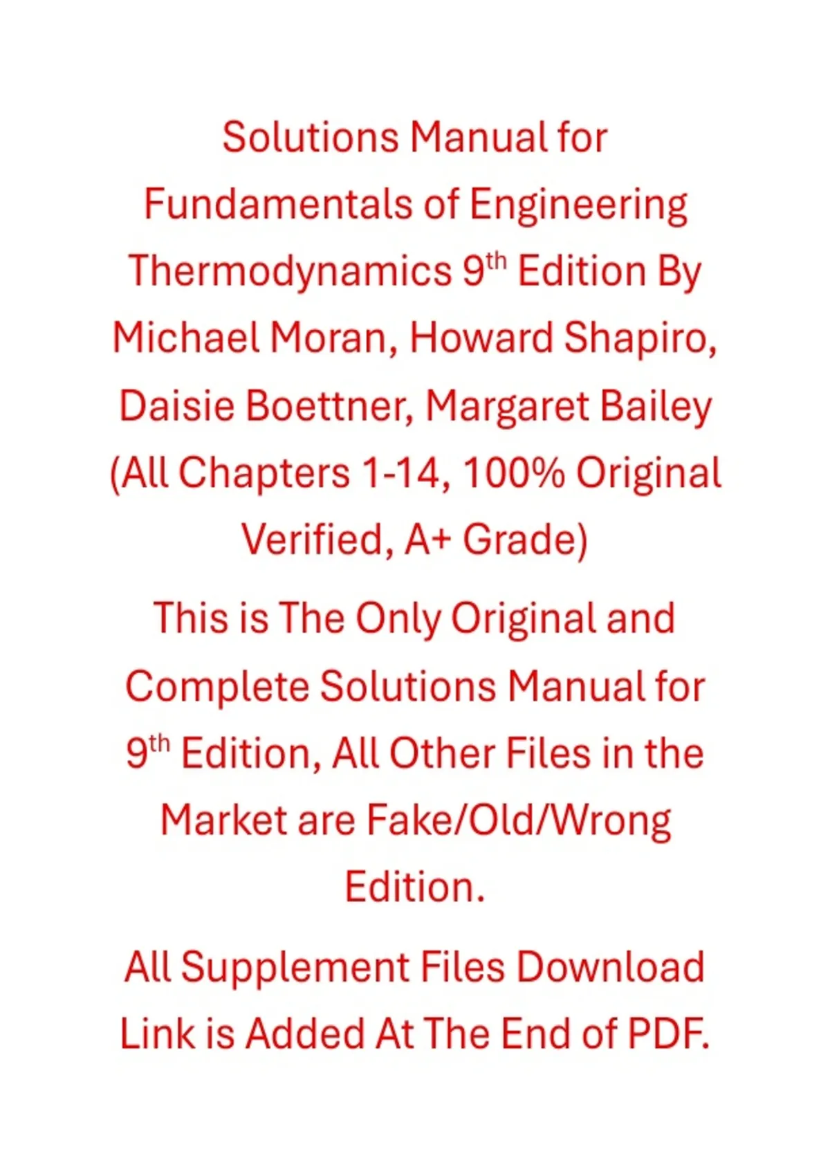 Solutions Manual Fundamentals of Engineering Thermodynamics 9th Edition ...