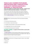 TEXAS CLASS A BARBER STATE BOARD WRITTEN EXAM 2026 &vert; COMPLETE STUDY GUIDE WITH VERIFIED QUESTIONS & ANSWERS &vert; A&plus; PASS SOLUTION