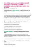 TEXAS ALL LINES ADJUSTER EXAM 2026 &vert; VERIFIED QUESTIONS & CORRECT ANSWERS &vert; COMPLETE STUDY GUIDE FOR A&plus; PASS
