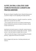 AU PSYC 304 FINAL 4 2026 STUDY GUIDE  COMPLETE PSYCHOLOGY CONCEPTS AND  PRACTICE QUESTIONS