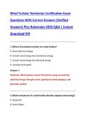Wind Turbine Technician Certification Exam  Questions With Correct Answers &lpar;Verified  Answers&rpar; Plus Rationales 2026 Q&A &vert; Instant  Download Pdf 