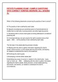 ESTATE PLANNING EXAM 1 SAMPLE QUESTIONS  WITH CORRECT VERIFIED ANSWERS &vert;ALL GRADED  A&plus; 