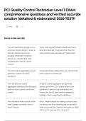 PCI Quality Control Technician Level 1 EXAM comprehensive questions and verified accurate solution &lpar;detailed & elaborated&rpar; 2026 TEST&excl;&excl;