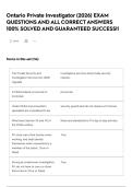 Ontario Private Investigator &lpar;2026&rpar; EXAM QUESTIONS AND ALL CORRECT ANSWERS 100&percnt; SOLVED AND GUARANTEED SUCCESS&excl;&excl;
