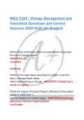 WGU C208 - Change Management and  Innovation Questions and Correct  Answers 2025-2026 &lpar;A&plus; Graded&rpar; 