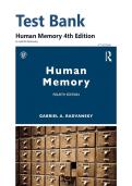 Test Bank - Human Memory 4th Edition by Gabriel Radvansky&comma; All 18 Chapters Covered&comma; Verified Latest Edition ISBN 978-1000351026