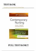 Test bank for Contemporary Nursing - Binder Ready&colon; Issues&comma; Trends&comma; & Management 8th Edition all chapters fully covered with test questions and answers graded A&plus;