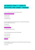 ASE BRAKES EXAM &num;1 COMPLETE QUESTIONS AND CORRECT ANSWERS