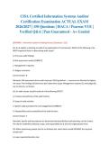CISA Certified Information Systems Auditor Certification Examination ACTUAL EXAM 2026&sol;2027 &vert; 150 Questions &vert; ISACA &sol; Pearson VUE &vert; Verified Q&A &vert; Pass Guaranteed - A&plus; Graded