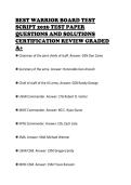 BEST WARRIOR BOARD TEST  SCRIPT 2026 TEST PAPER  QUESTIONS AND SOLUTIONS  CERTIFICATION REVIEW GRADED  A&plus; 