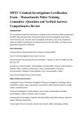 MPTC Criminal Investigations Certification Exam &ndash; Massachusetts Police Training Committee &vert; Questions and Verified Answers Comprehensive Review