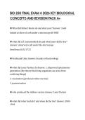 BIO 250 FINAL EXAM 4 2026 KEY BIOLOGICAL  CONCEPTS AND REVISION PACK A&plus;