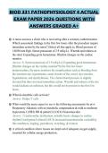 IOD 331 PATHOPHYSIOLOGY 4 ACTUAL EXAM PAPER 2026 QUESTIONS WITH ANSWERS GRADED A&plus;