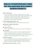BIOD 331 PATHOPHYSIOLOGY 4 FINAL TEST 2026 QUESTIONS WITH CORRECT ANSWERS GRADED A&plus;