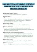 BIOD 331 PATHOPHYSIOLOGY 4 PRACTICE EXAMINATION 2026 QUESTIONS WITH ANSWERS GRADED A&plus;
