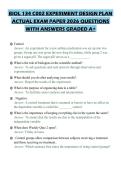 BIOL 134 C002 EXPERIMENT DESIGN PLAN ACTUAL EXAM PAPER 2026 QUESTIONS WITH ANSWERS GRADED A&plus;