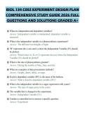 BIOL 134 C002 EXPERIMENT DESIGN PLAN COMPREHENSIVE STUDY GUIDE 2026 FULL QUESTIONS AND SOLUTIONS GRADED A&plus;