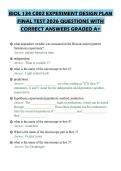 BIOL 134 C002 EXPERIMENT DESIGN PLAN FINAL TEST 2026 QUESTIONS WITH CORRECT ANSWERS GRADED A&plus;