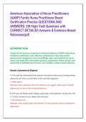 American Association of Nurse Practitioners &lpar;AANP&rpar; Family Nurse Practitioner Board Certification Practice QUESTIONS AND ANSWERS&colon; 200 High-Yield Questions with CORRECT DETAILED Answers & Evidence-Based Rationales&sol;pdf