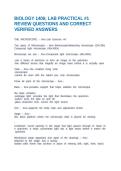 BIOLOGY 1406&semi; LAB PRACTICAL &num;1 REVIEW QUESTIONS AND CORRECT VERIFIED ANSWERS