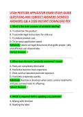 Utah Pesticide Applicator Exam Study Guide Questions and Correct Answers