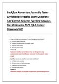Backflow Prevention Assembly Tester  Certification Practice Exam Questions  And Correct Answers &lpar;Verified Answers&rpar;  Plus Rationales 2026 Q&A Instant  Download Pdf 