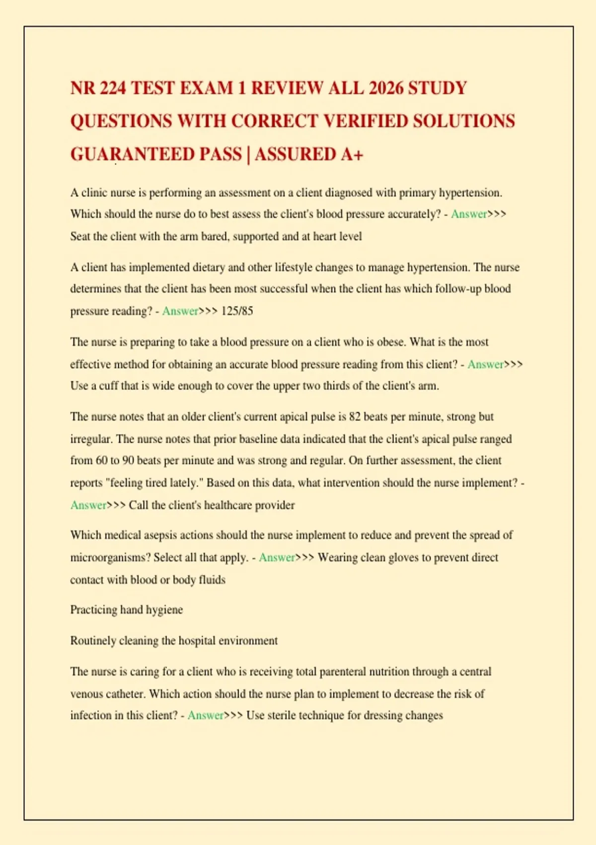 NR 224 TEST EXAM 1 REVIEW ALL 2026 STUDY QUESTIONS WITH CORRECT ...
