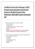 Certified Construction Manager &lpar;CCM&rpar;  Practice Exam Questions And Correct  Answers &lpar;Verified Answers&rpar; Plus  Rationales 2026 Q&A Instant Download  Pdf 