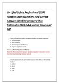 Certified Safety Professional &lpar;CSP&rpar;  Practice Exam Questions And Correct  Answers &lpar;Verified Answers&rpar; Plus  Rationales 2026 Q&A Instant Download  Pdf 