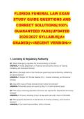 FLORIDA FUNERAL LAW EXAM  STUDY GUIDE QUESTIONS AND  CORRECT SOLUTIONS&vert;&vert;100&percnt;  GUARANTEED PASS&vert;&vert;UPDATED  20262027 SYLLABUS&vert;&vert;A&plus;  GRADED&vert;&vert;<<RECENT VERSION>> 