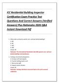 ICC Residential Building Inspector  Certification Exam Practice Test  Questions And Correct Answers &lpar;Verified  Answers&rpar; Plus Rationales 2026 Q&A  Instant Download Pdf 