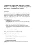 Customer Service and Sales Certification &lpar;Financial Services & Retail Banking&rpar; &ndash; Verified Exam Questions and Answers &lpar;Complete Exam Material&rpar;