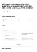 NICET Level III Hydraulics &lpar;2026&rpar; EXAM QUESTIONS AND ALL CORRECT ANSWERS 100&percnt; SOLVED AND GUARANTEED SUCCESS&excl;&excl;