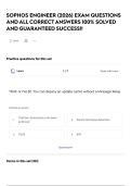 SOPHOS ENGINEER &lpar;2026&rpar; EXAM QUESTIONS AND ALL CORRECT ANSWERS 100&percnt; SOLVED AND GUARANTEED SUCCESS&excl;&excl;