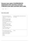 General crane safety COMPREHENSIVE QUESTIONS WITH MULTIPLE CHOICES &vert;VERIFIED & REVISED ANSWERS &lpar;NEW&rpar; 2026