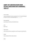 AAERT CET CERTIFICATION EXAM ACTUAL QUESTIONS WITH ANSWERS&vert; 2026&sol;27