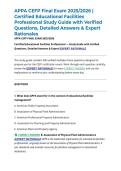 APPA CEFP Final Exam 2025&sol;2026 &vert; Certified Educational Facilities Professional Study Guide with Verified Questions&comma; Detailed Answers & Expert Rationales