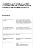 MINNESOTA NAIL TECHNICIAN LAW TEST EXAM QUESTIONS AND VERIFIED ANSWERS 2026 &lpar;GRADED A&plus;&rpar; DETAILED ANSWERS&excl;&excl;